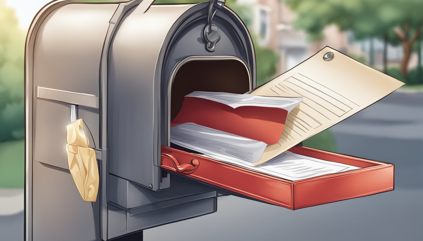 A letter being sealed with a kiss and placed in a mailbox