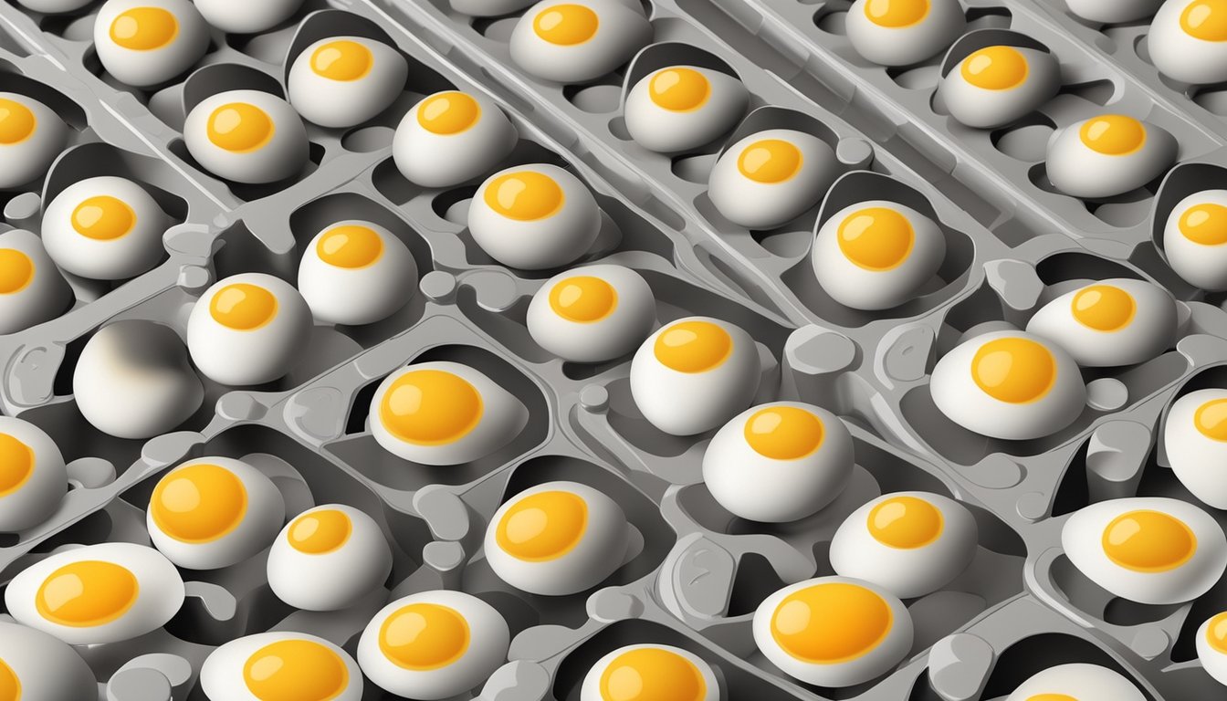 Egg yolks laid out on a dehydrator tray, evenly spaced and separated, with a clear label indicating the temperature and time for dehydration