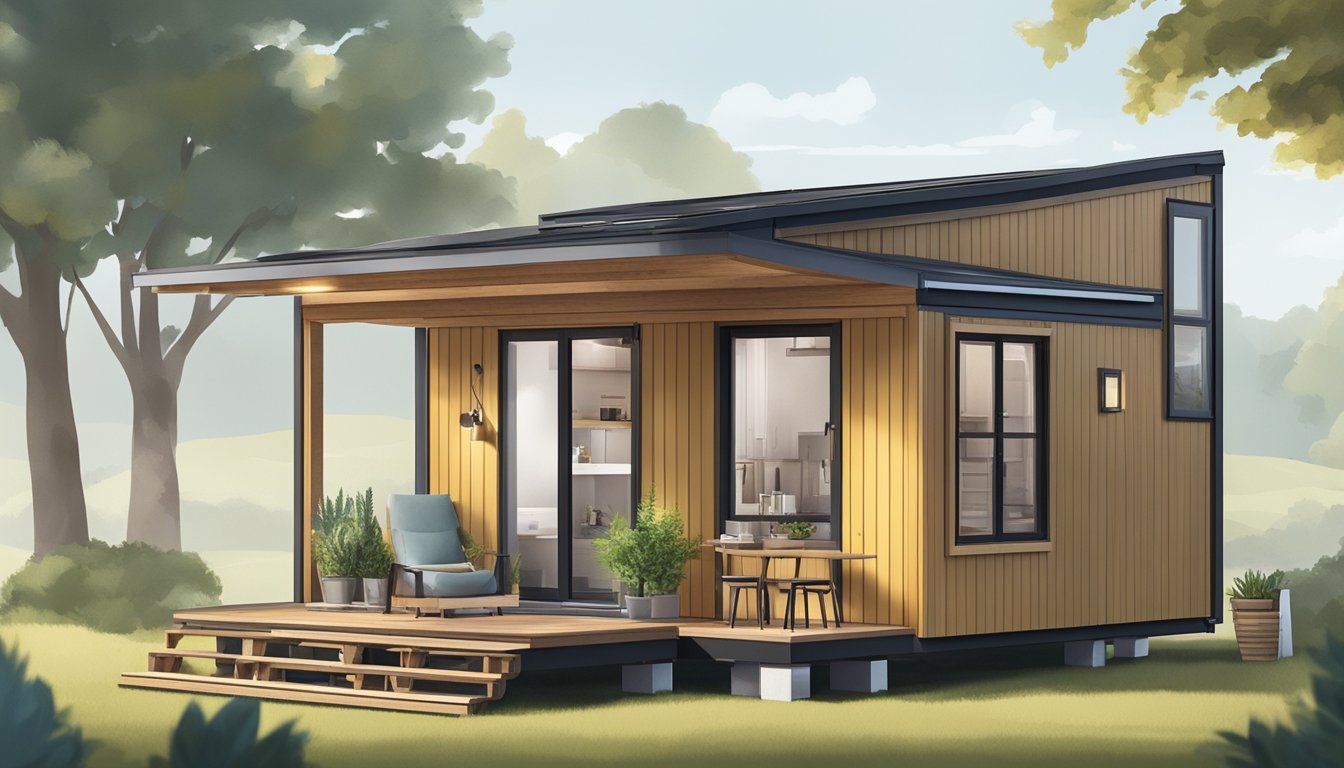 A tiny home being assembled with interchangeable modules for customization and personalization