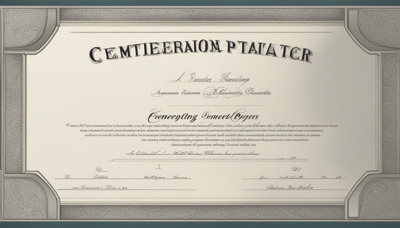 A cemetery plot certificate being handed from one person to another