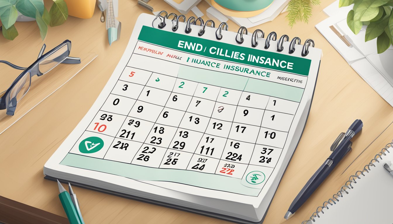 A calendar with the date marked "end of critical illness insurance"