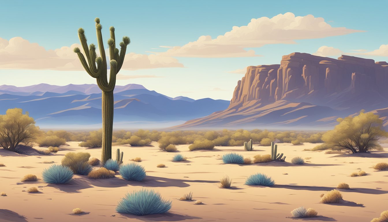 A peaceful desert landscape in Nevada with a lone grave marker under a clear blue sky