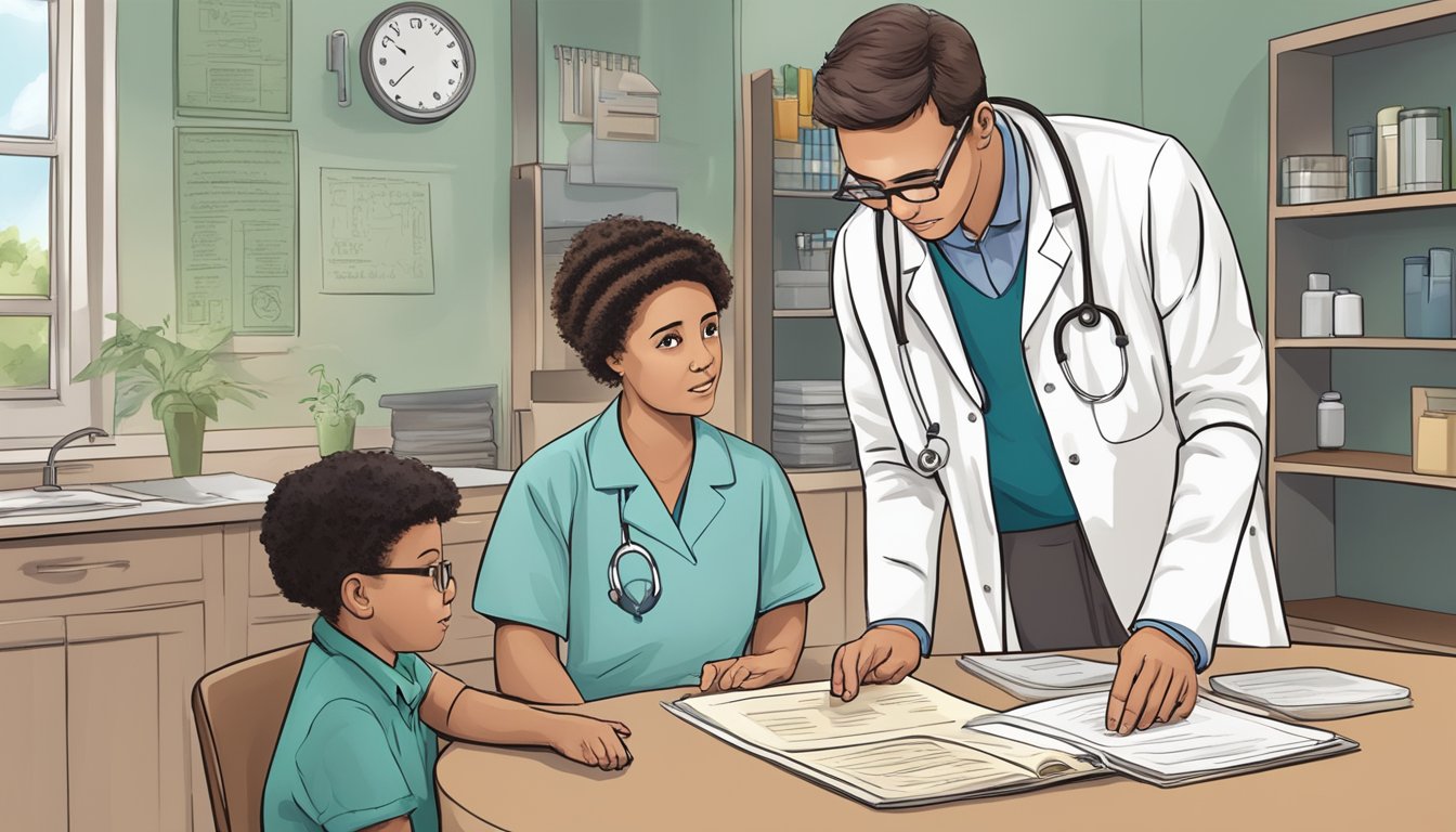 A doctor explaining dread disease policy to a patient's family