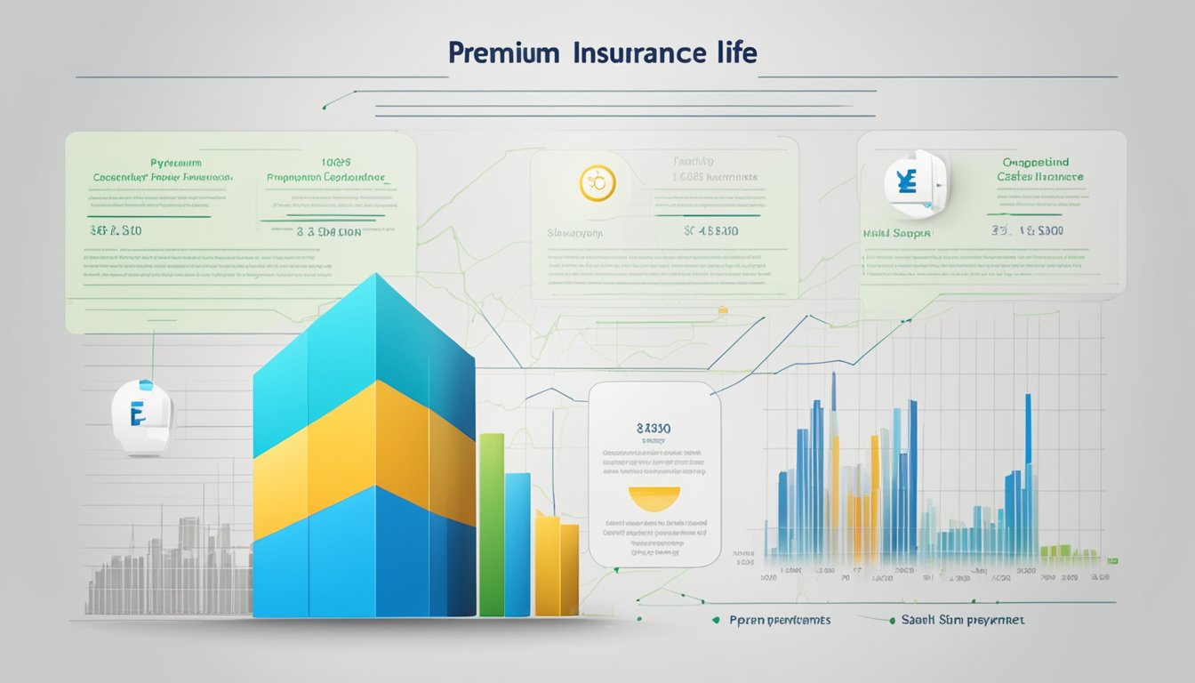 A chart displaying the cash value of a premium and payments life insurance policy, with clear and organized data