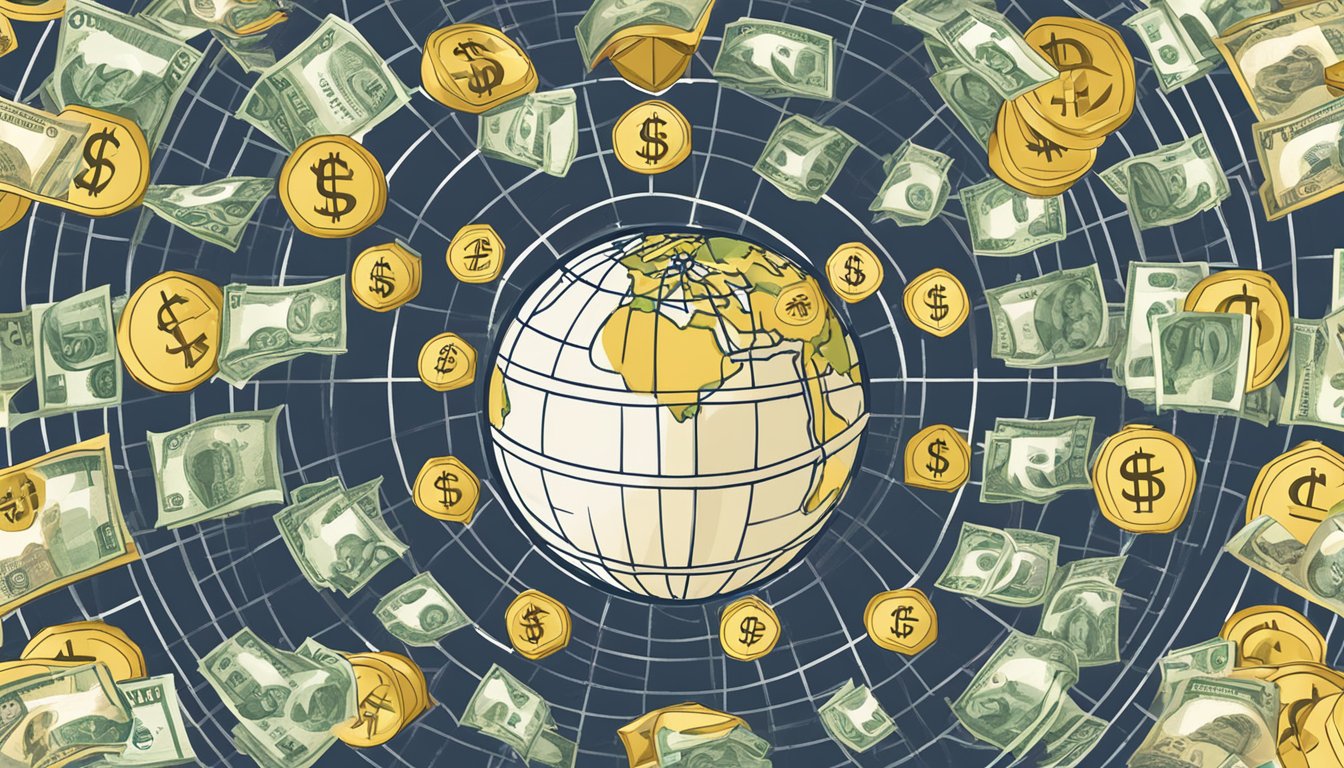 A globe surrounded by currency symbols, representing international cash value life insurance rates