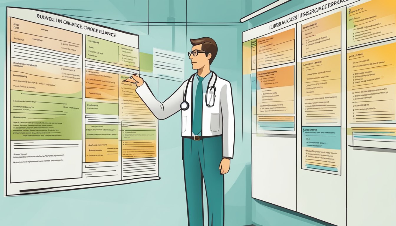 A doctor pointing to a chart showing critical illness insurance coverage details after a diagnosis