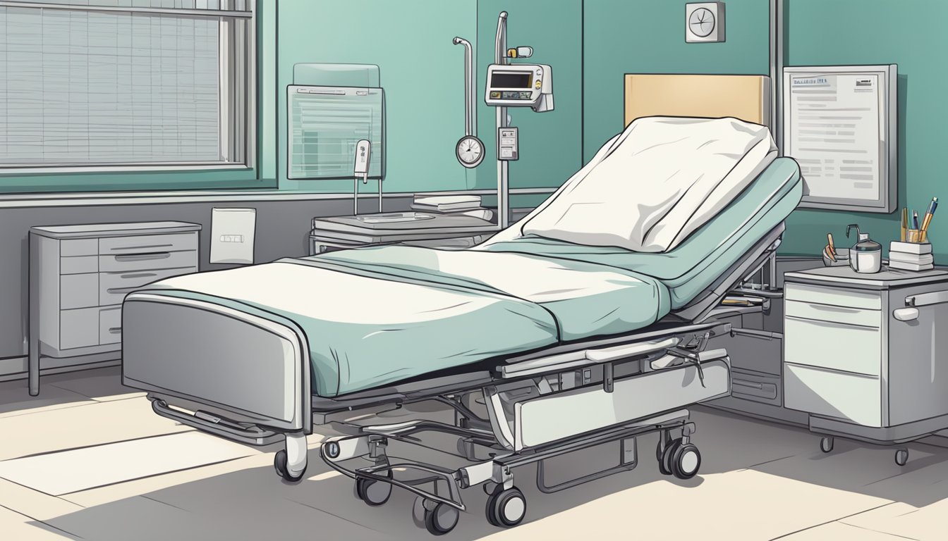 A hospital bed with a critical illness insurance policy and a check for the death benefit on a bedside table