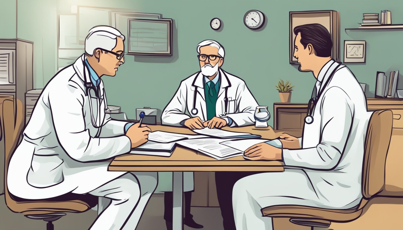 A doctor explaining to a patient the limitations of critical illness insurance, with a focus on what is not covered