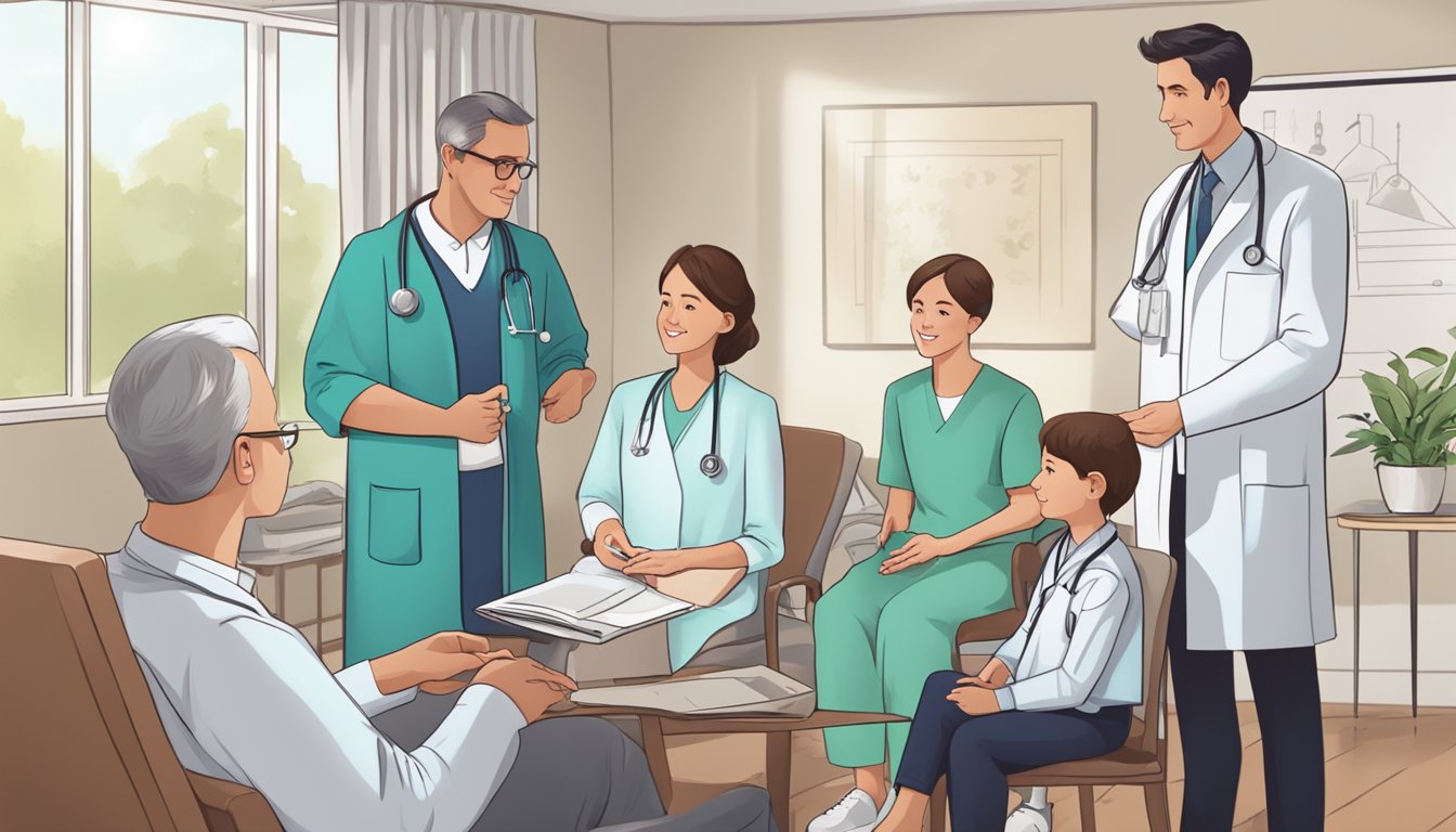 A doctor discussing critical illness insurance with a patient's family