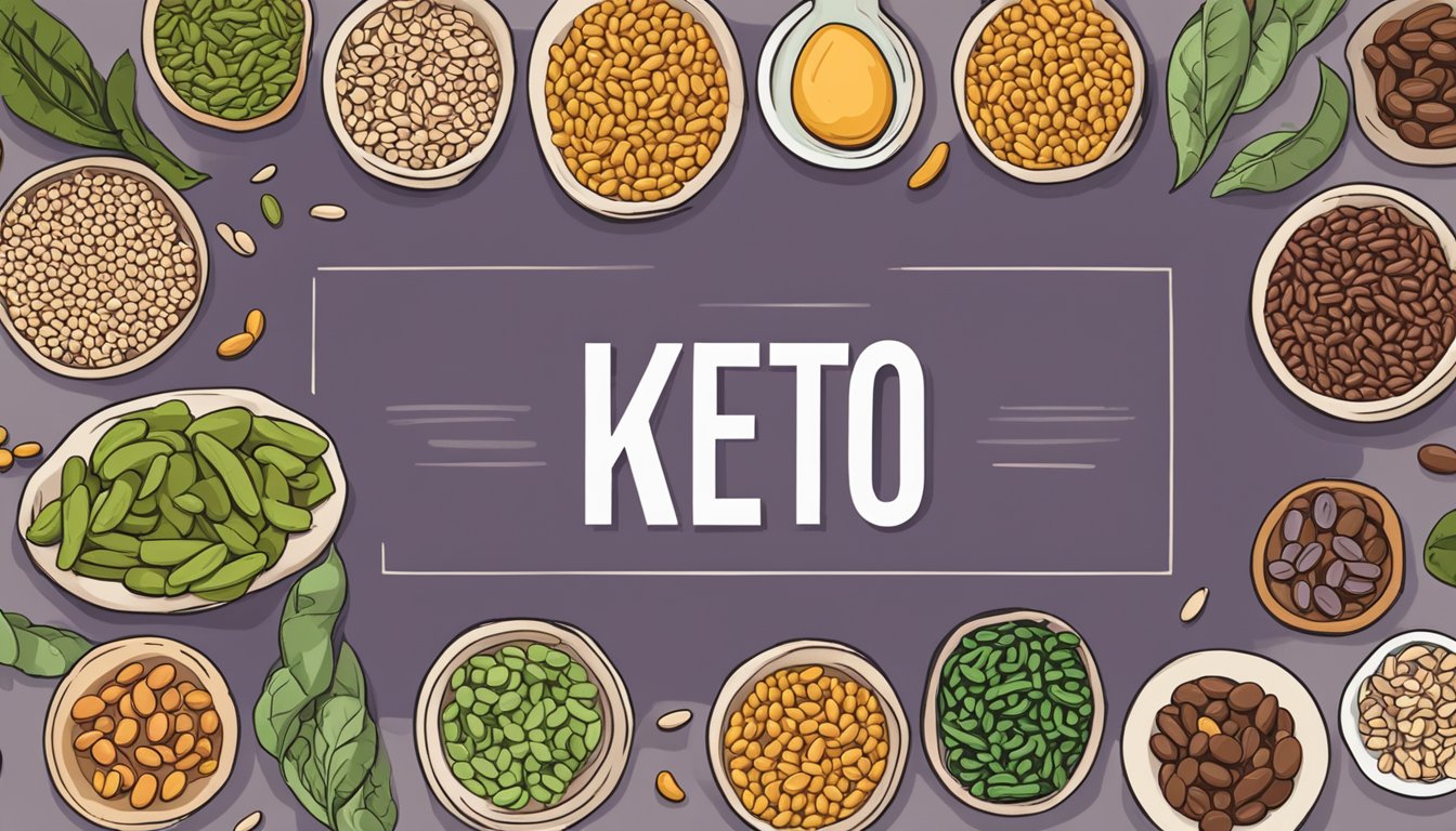 A variety of beans arranged on a table, with a "no" symbol over them, surrounded by text debunking common myths about the keto diet