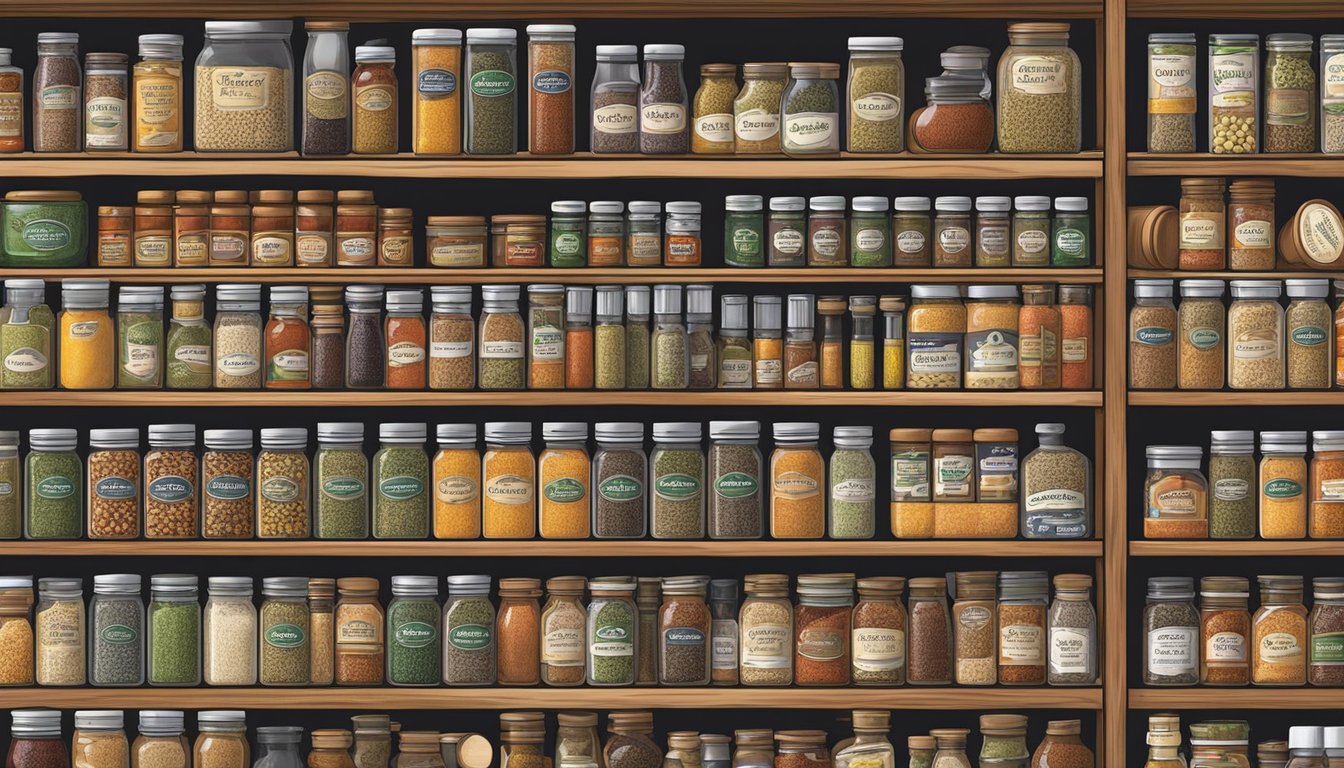 A well-stocked pantry with an array of McCormick spices, herbs, and seasoning blends neatly organized on shelves and in jars