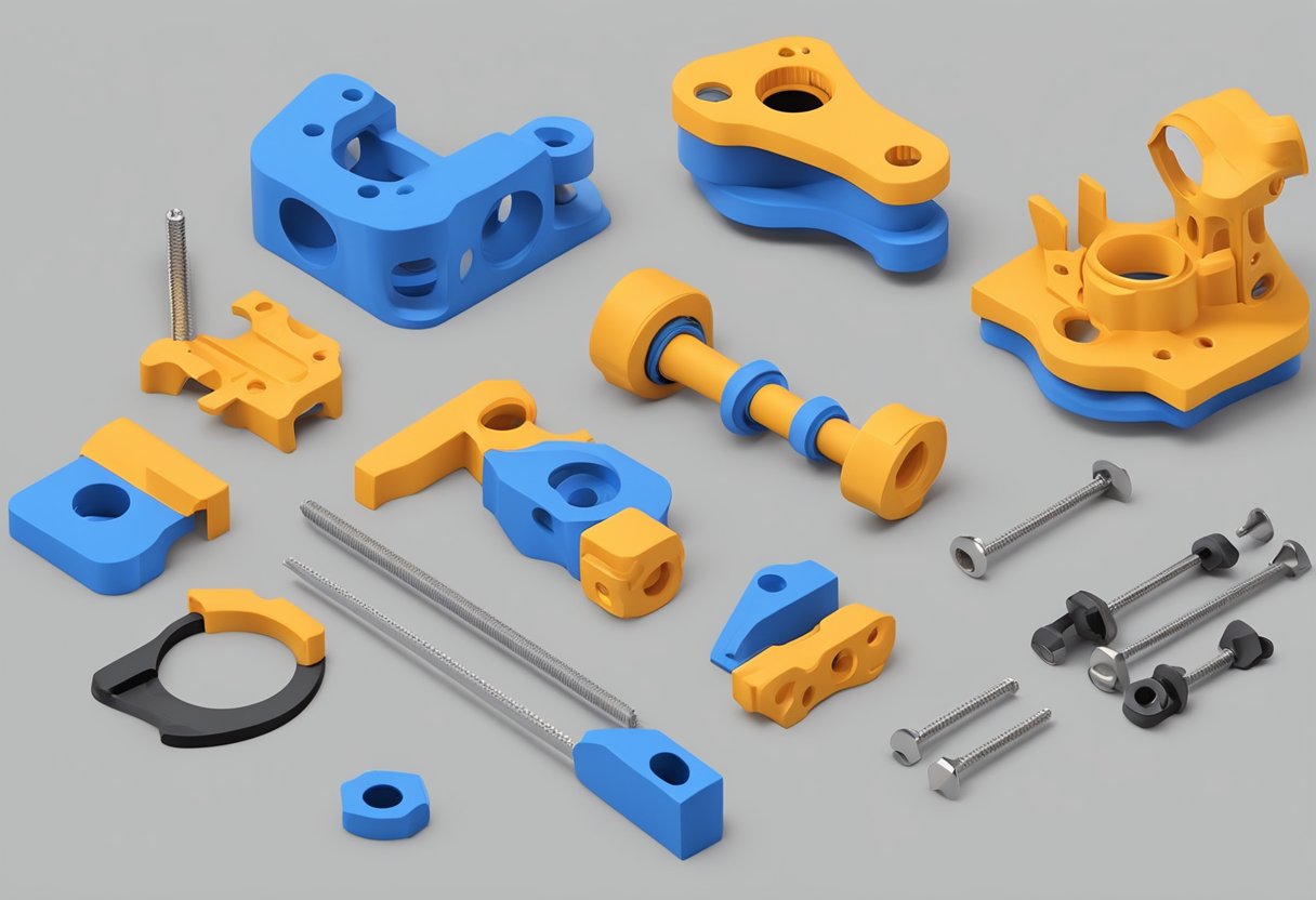3D printed objects being connected using various methods like screws, bolts, glue, clamps, and snap-fit joints