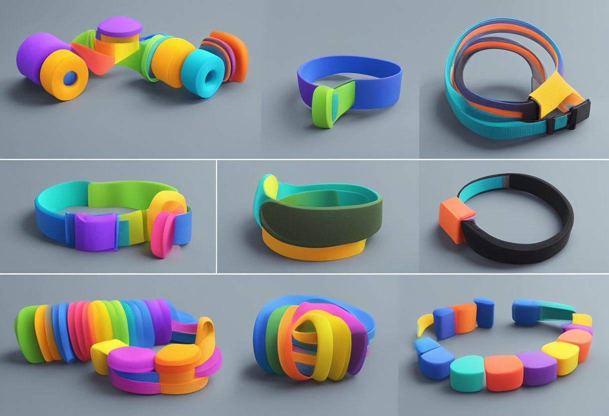 3D printed objects connected with velcro straps in various configurations