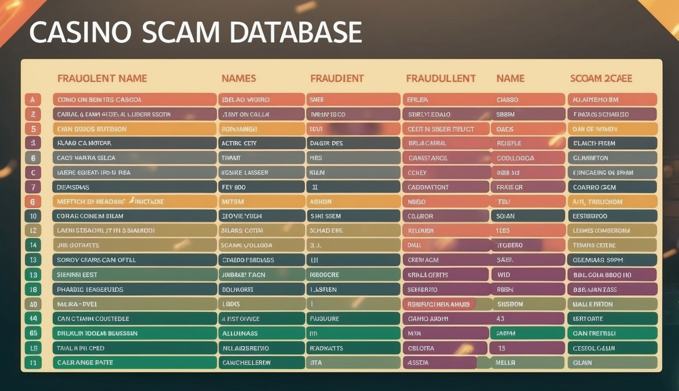 一個賭場詐騙數據庫中的欺詐名稱列表