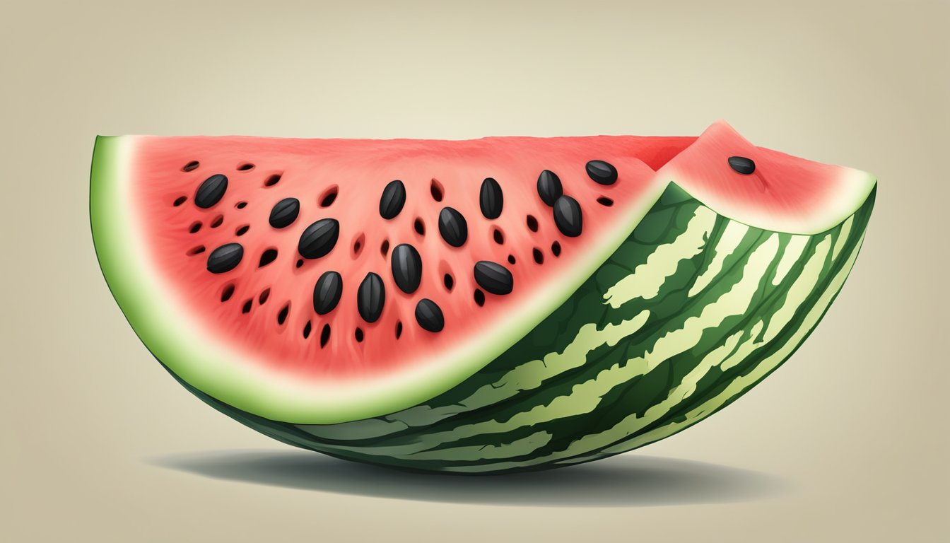 A watermelon with its skin removed, revealing the vibrant red flesh and black seeds