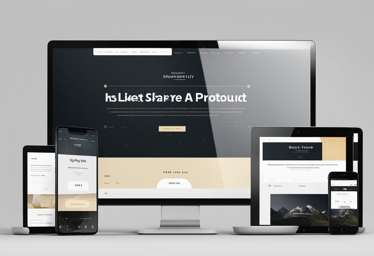 A sleek, modern Shopify website interface with clear navigation and high-quality product images