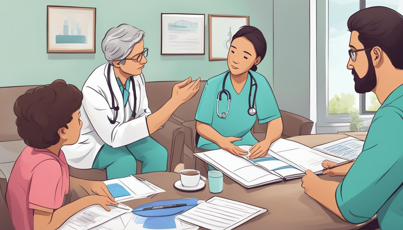 A doctor explaining critical illness coverage to a patient's family