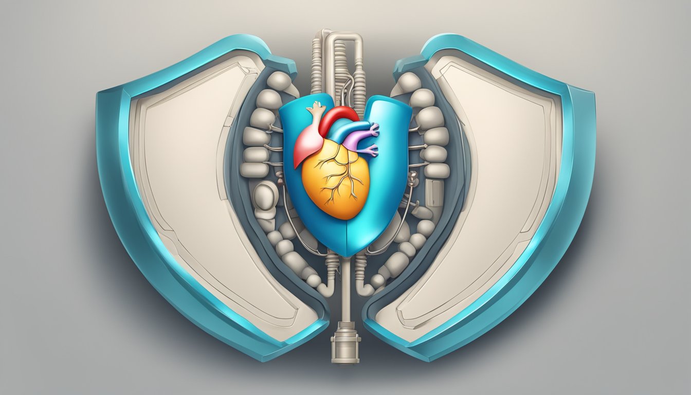 A kidney-shaped organ surrounded by a protective shield, symbolizing critical illness insurance for kidney disease