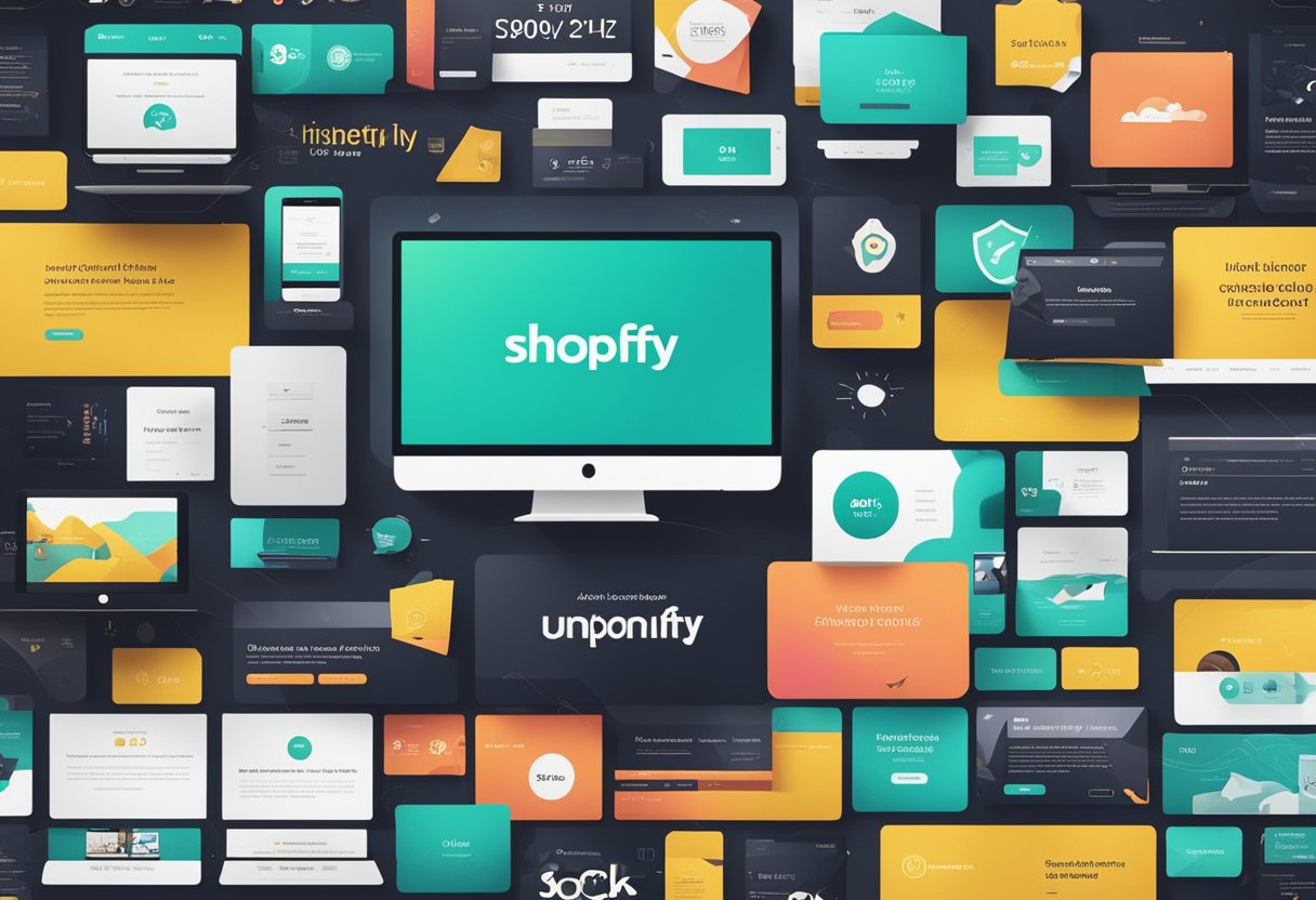 A vibrant array of visually appealing Shopify websites, each showcasing unique design elements and inspiring creativity