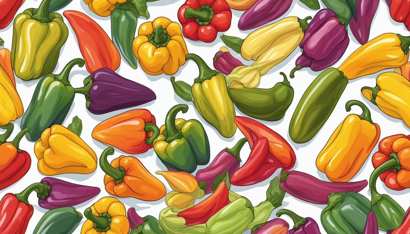 A variety of colorful peppers are spread out on a baking sheet, placed in the oven, and then removed when dried