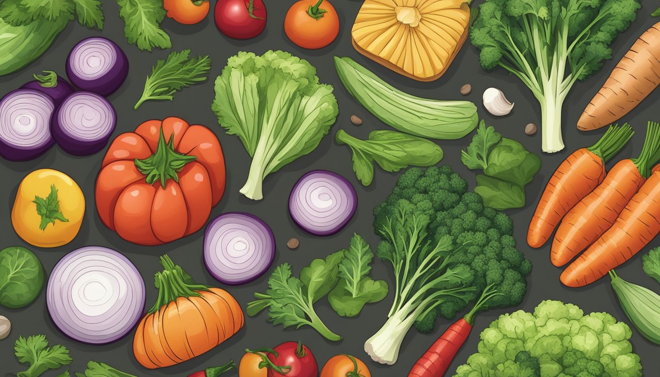 A variety of fresh vegetables arranged on a baking sheet, ready to be placed in the oven for dehydration