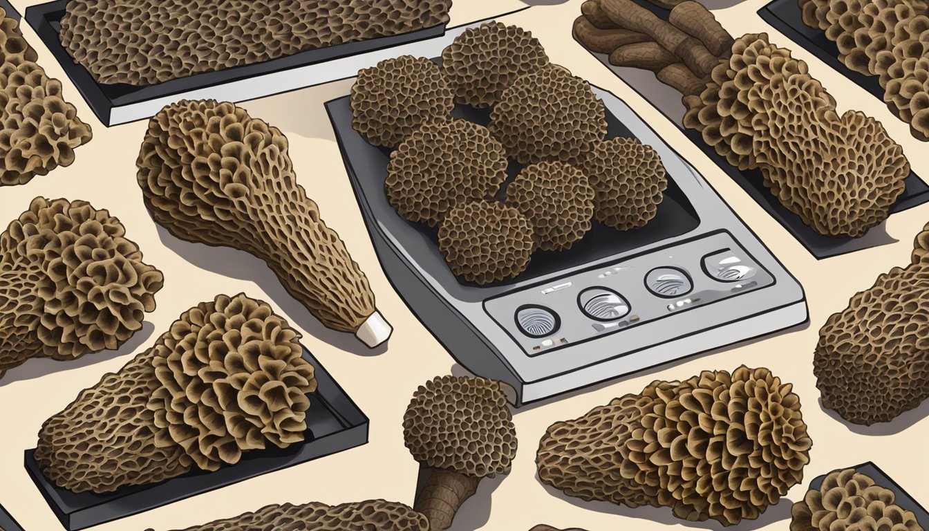 Morels laid out on a dehydrator tray, with proper ventilation and temperature control