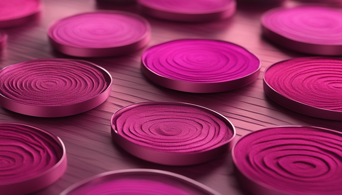 Beets sliced into thin rounds on dehydrator trays, warm air circulating, transforming into vibrant red beet powder