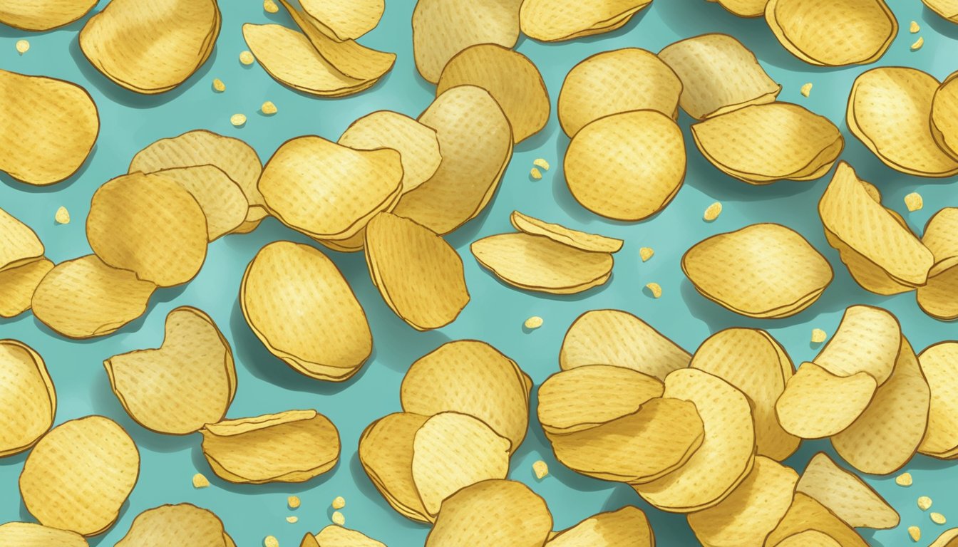 Potato chips being sprinkled with seasoning before being placed in a dehydrator