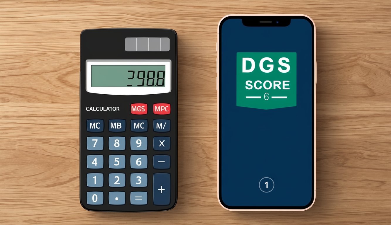 Ekranda DGS puan hesaplama gösteren bir hesap makinesi ve akıllı telefon