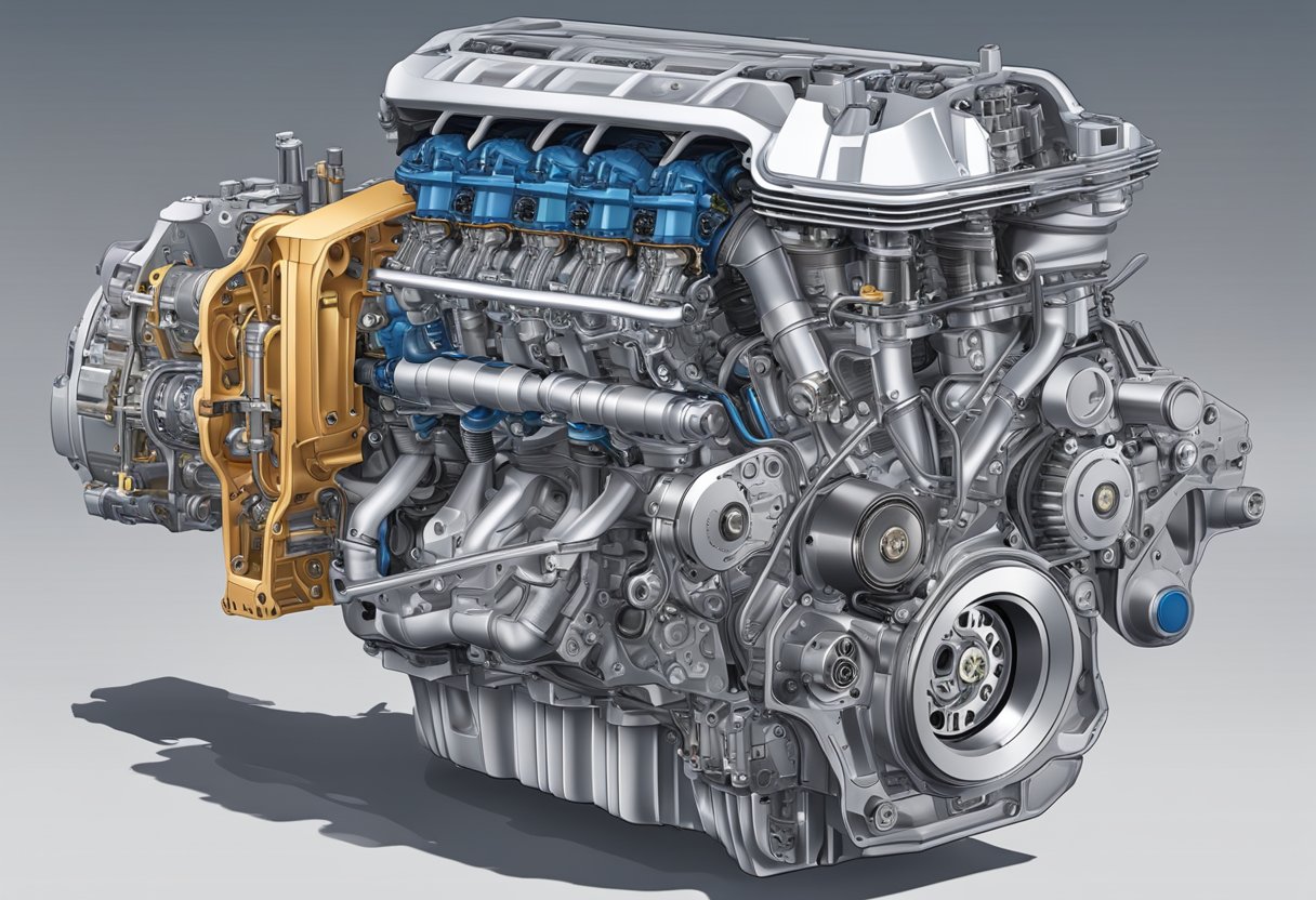 A detailed cutaway of the Nissan K21 engine, showcasing its internal components and design