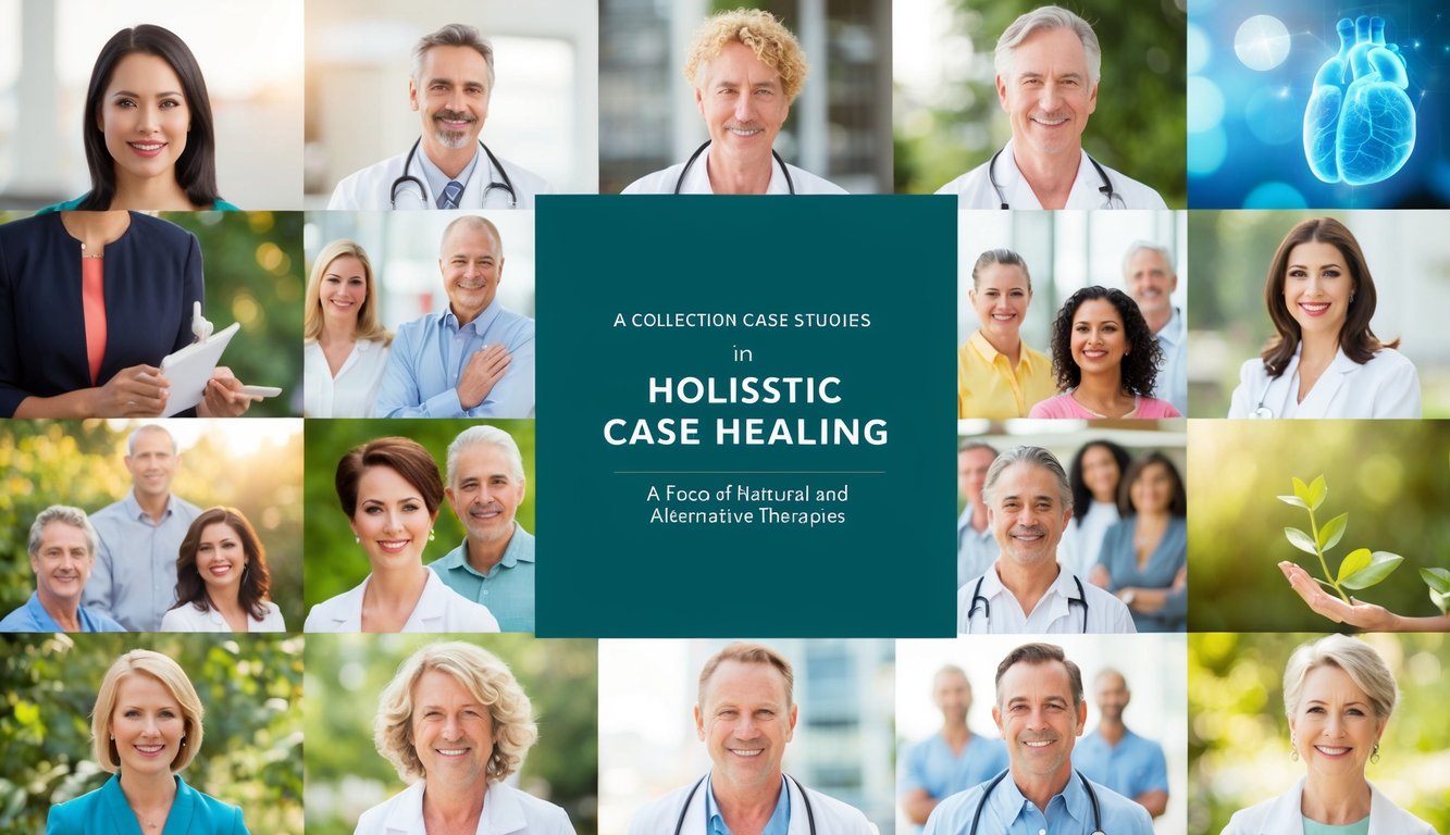 A collection of diverse case studies in holistic healing, showcasing various success stories and lessons learned, with a focus on natural and alternative therapies