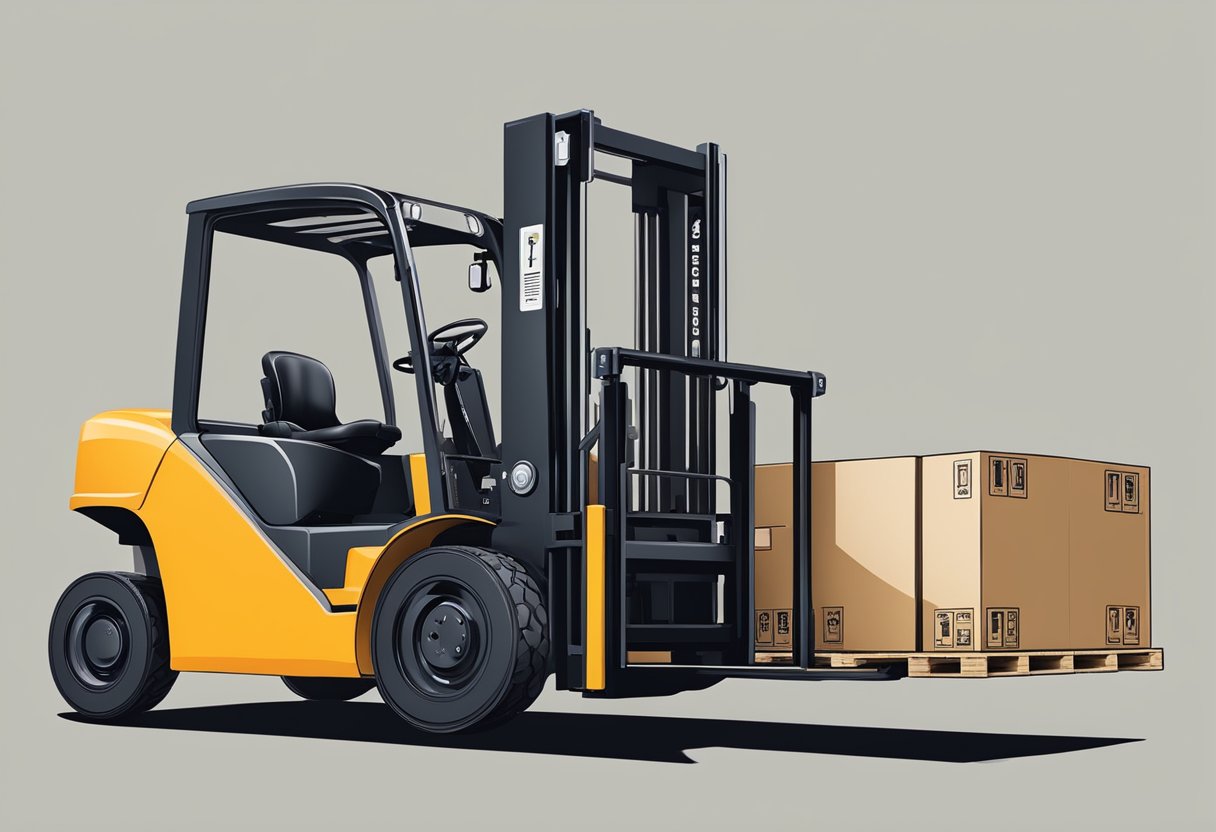 A forklift with class 4 forks lifting a pallet