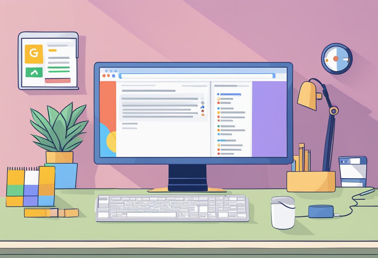 一台计算机屏幕显示着谷歌搜索结果，正在被用户进行优化调整