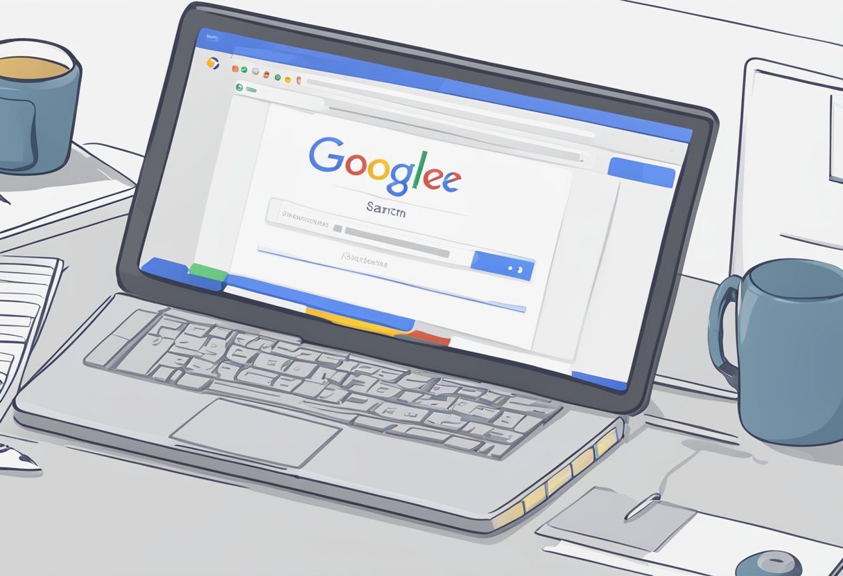 一台电脑屏幕上显示着一个谷歌搜索框，顶部有“高级搜索”字样