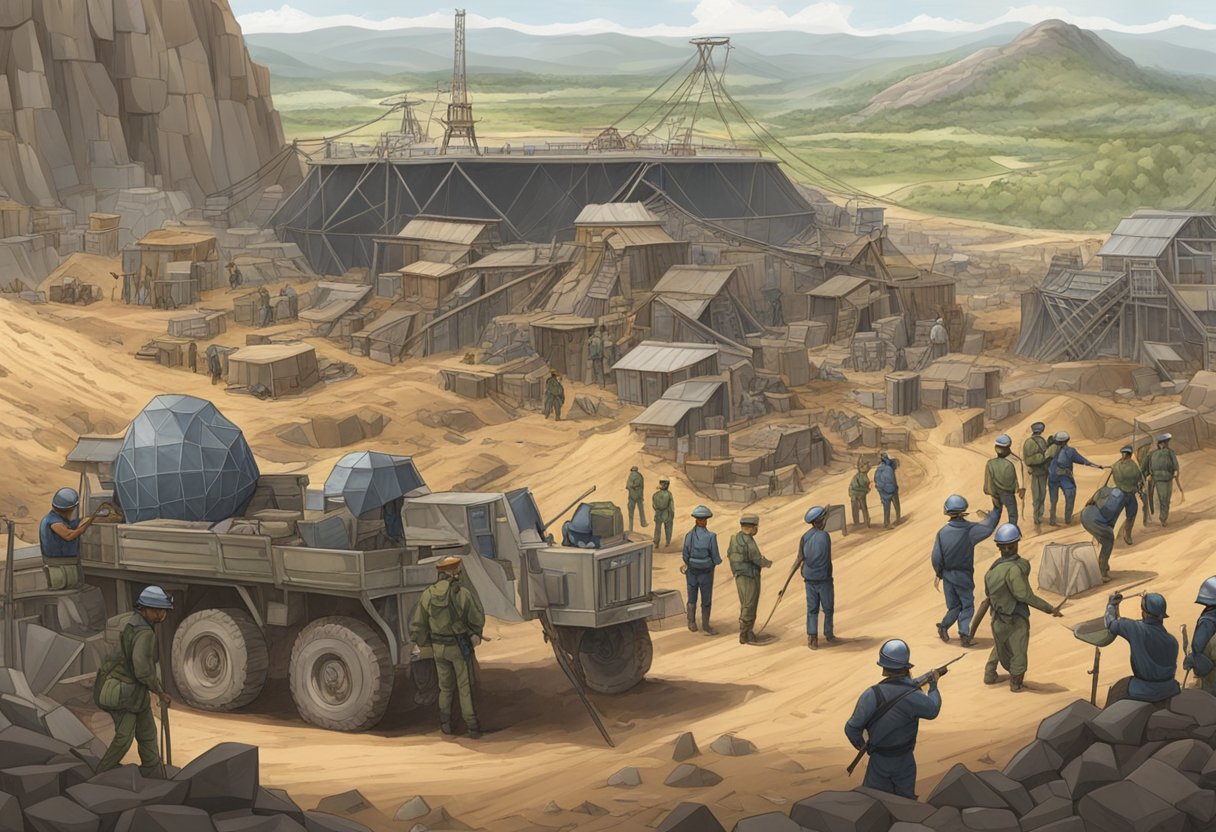 A diamond mine surrounded by armed guards and impoverished workers