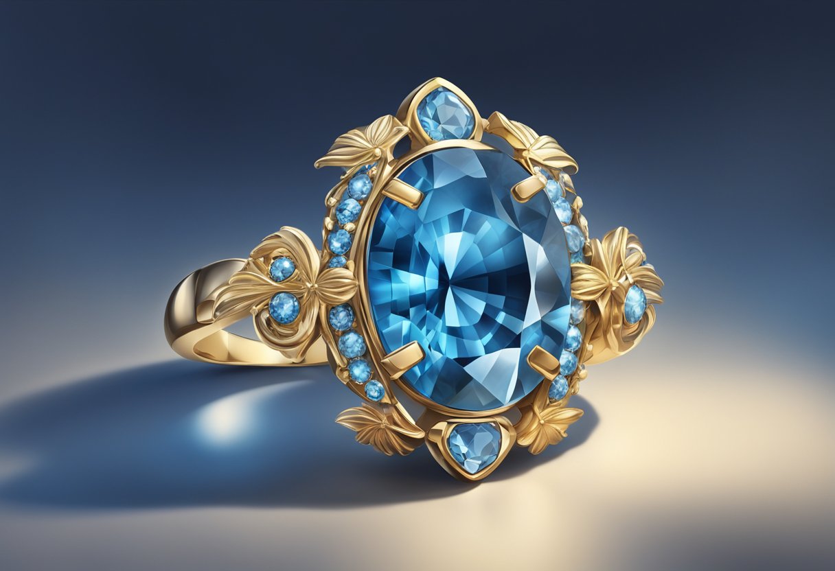 A topaz scorpio birthstone gleams in the light, its deep blue hues reflecting a sense of mystery and depth