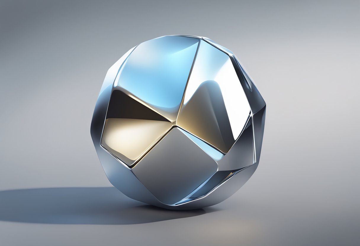 A shiny, metallic silver object reflecting light with a cool, sleek appearance