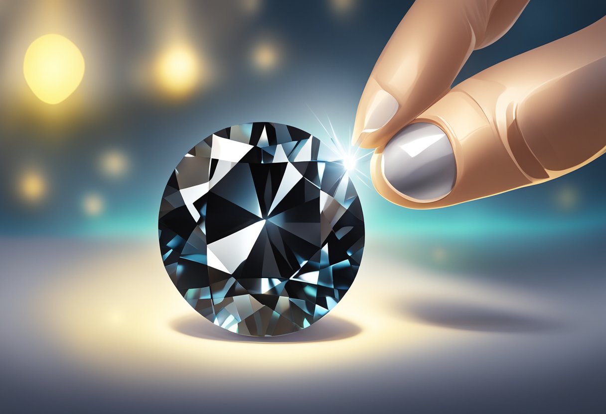 A black diamond being carefully examined under bright light for evaluation