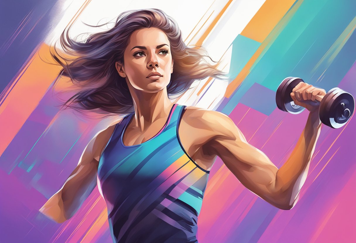 Een vrouw combineert moeiteloos kracht- en cardio-oefeningen, waarmee ze het krachtige interferentie-effect laat zien.