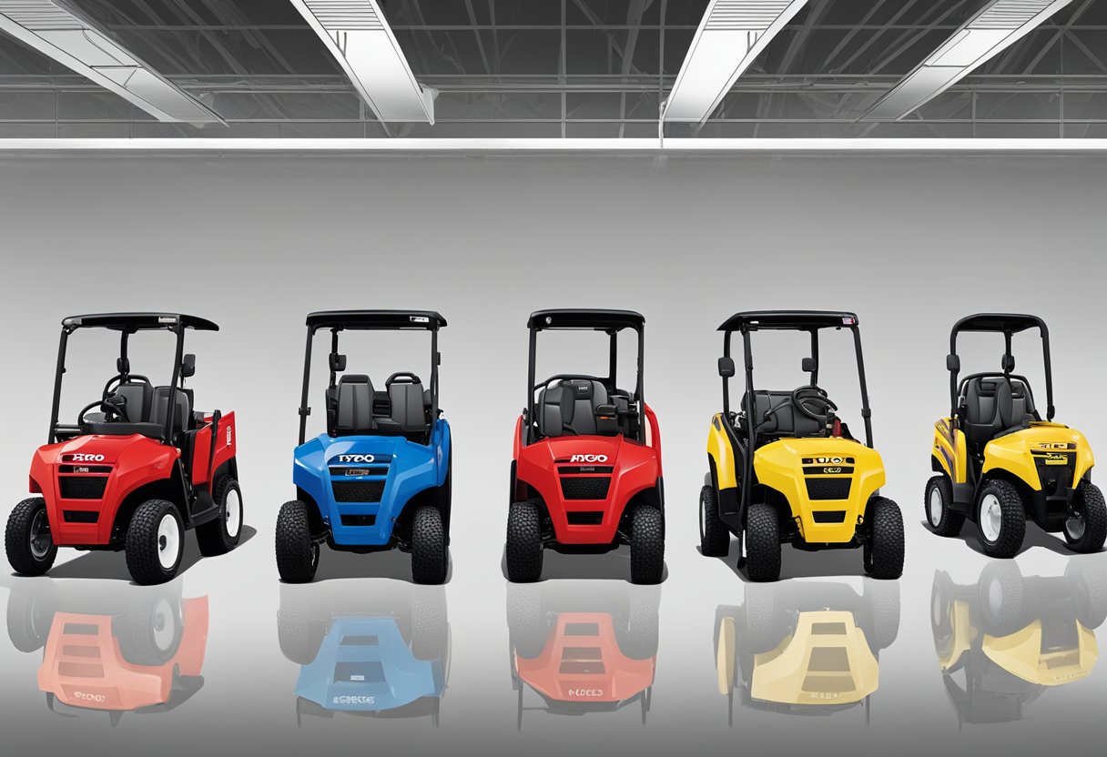 Several Toro Dingo models lined up at a dealership in Cleveland, Ohio