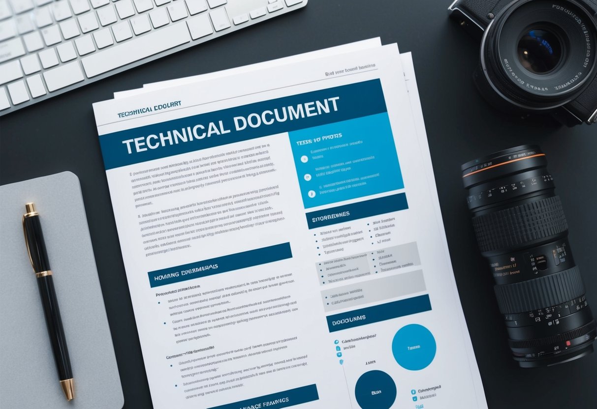 Un document technique avec un mélange d'éléments typographiques disposés dans une mise en page attrayante, y compris des en-têtes, des sous-en-têtes, des points de puces et des paragraphes.