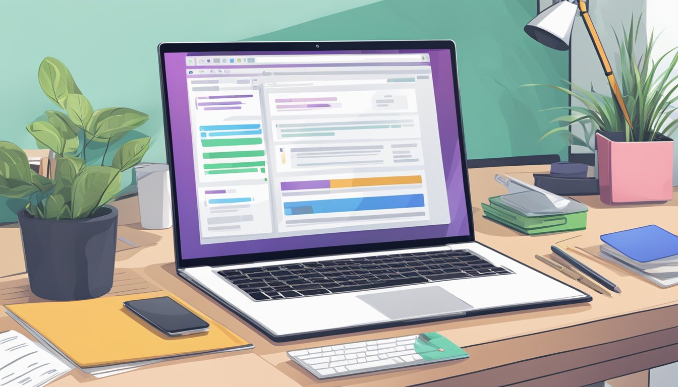 En bærbar datamaskin åpen på et skrivebord, med kode på skjermen og et verktøy for webutvikling som Yoast SEO synlig i nettleseren