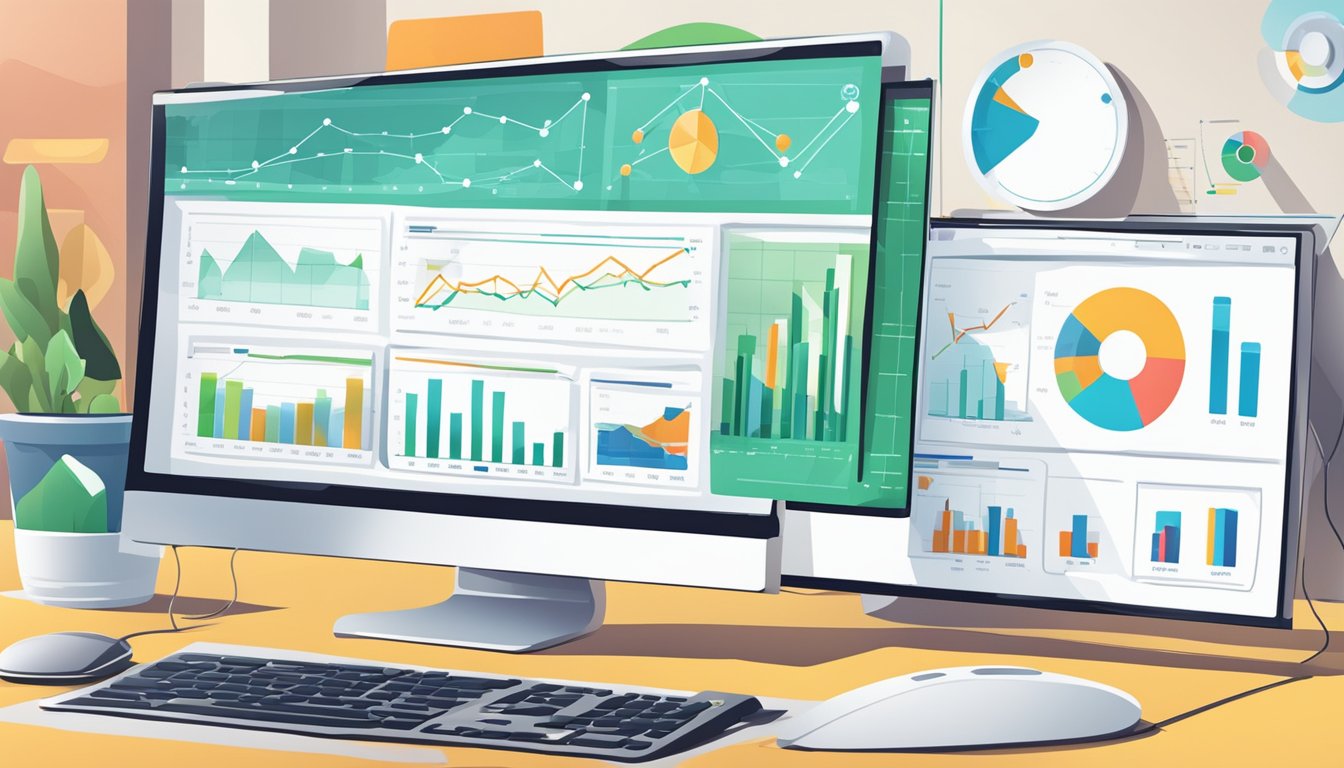 En dataskjerm som viser SEO-analyse diagrammer og grafer