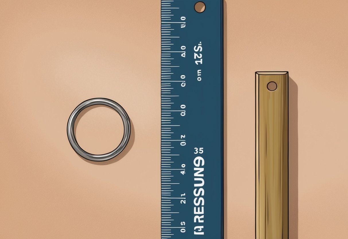 A ruler measuring 2.5 inches next to a ring