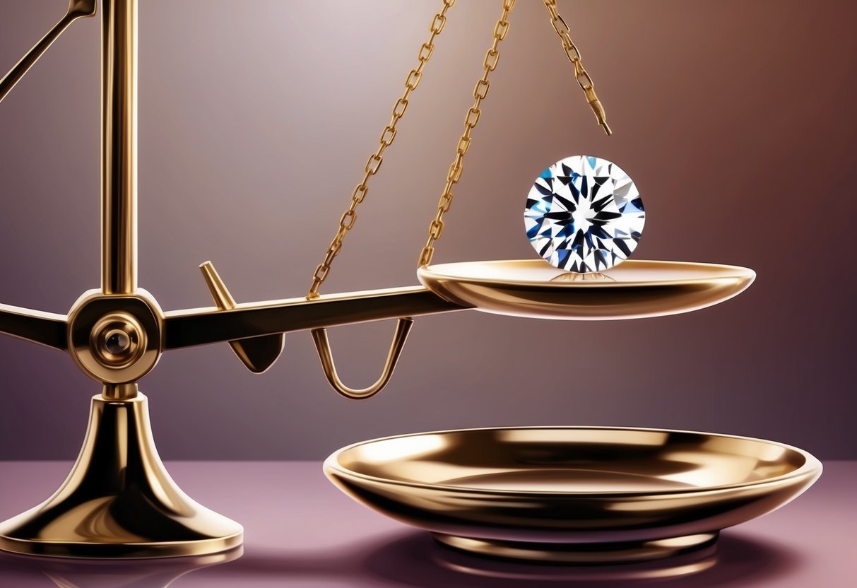 A jeweler's scale with a single diamond resting on it