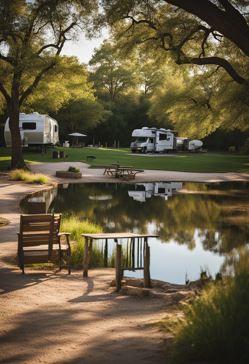 A serene campground with 10 RV parks nestled along Reynolds Creek in Waco, Texas. A tranquil fishing spot awaits nearby