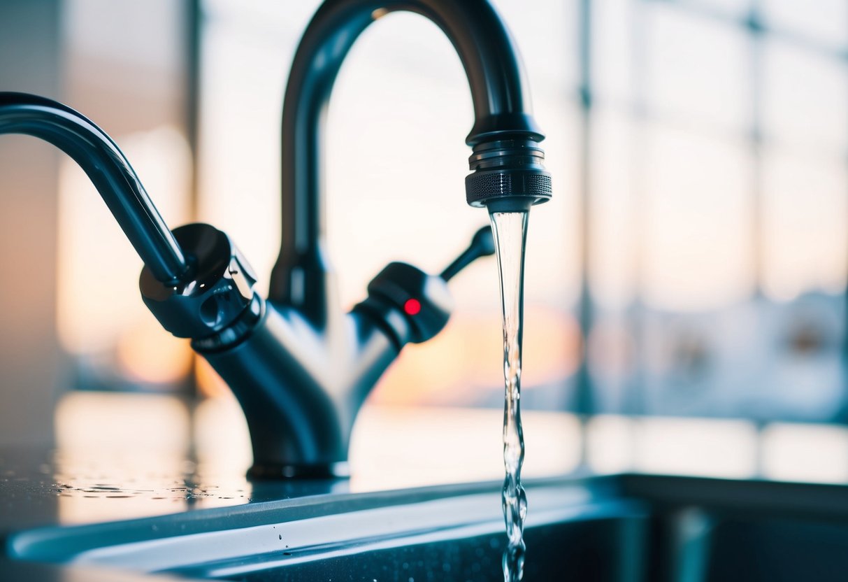 A sensor placed near a dripping faucet, detecting water leakage