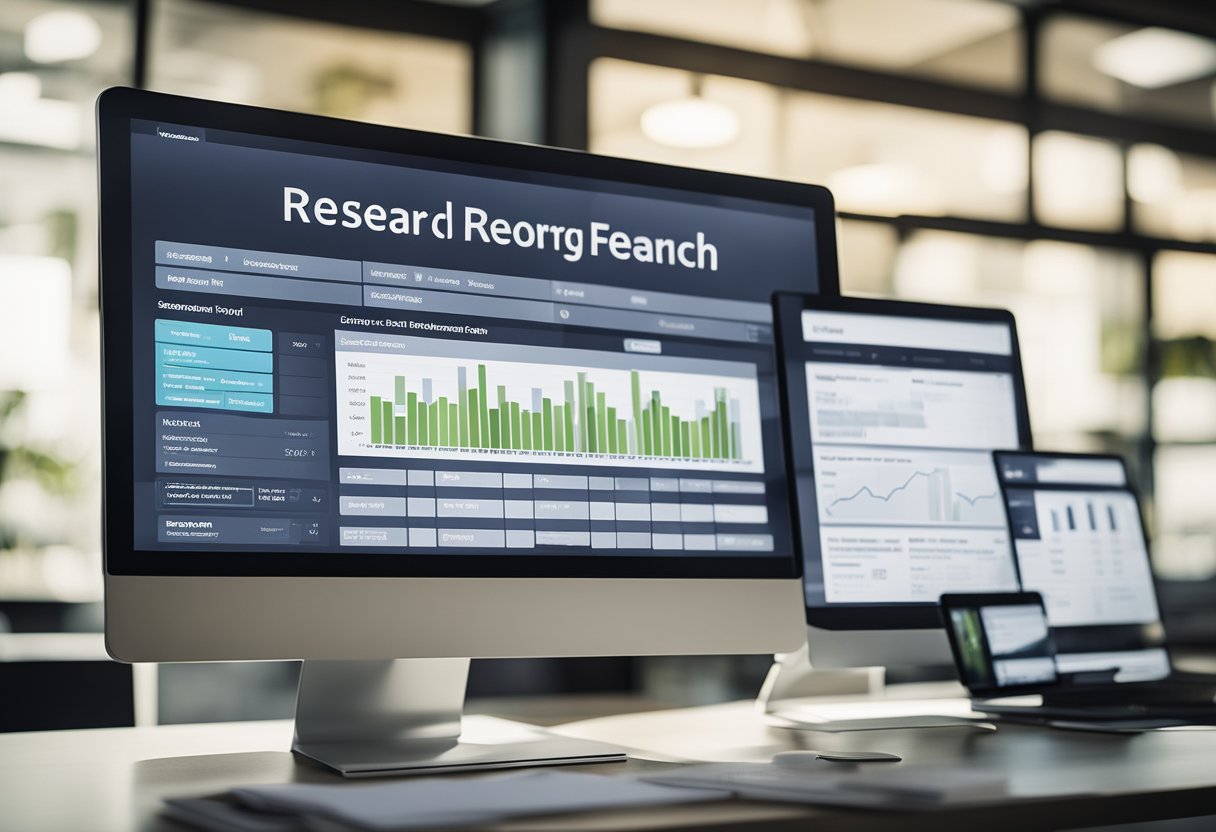 En computerskærm, der viser et værktøj til søgeordsforskning med en graf, der viser en lang hale fordeling af søgeudtryk