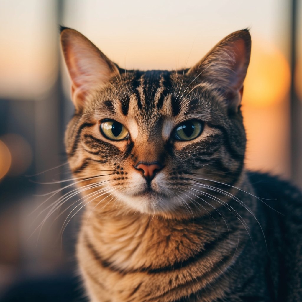 A cat with two eyelids, one for blinking and one for sleeping, gazing lazily at the viewer