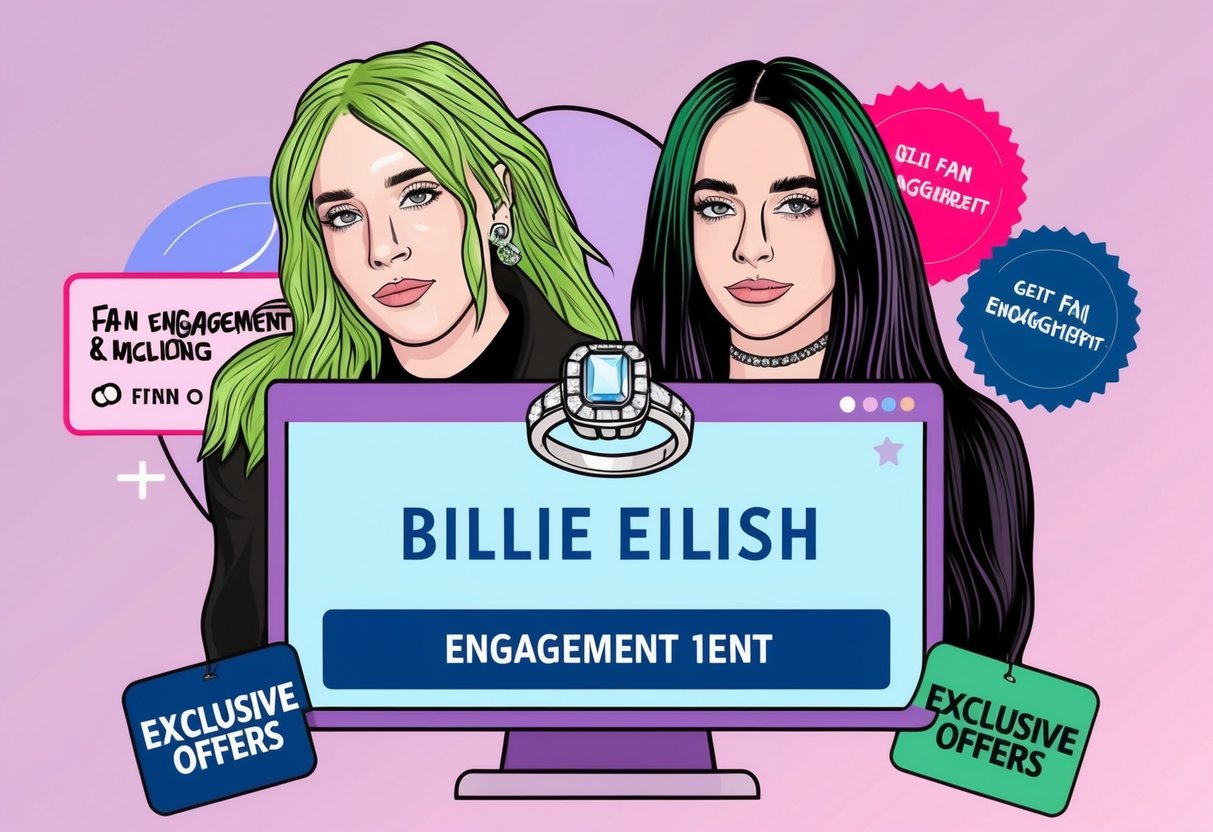 Billie Eilish's engagement ring displayed with fan engagement and exclusive offers